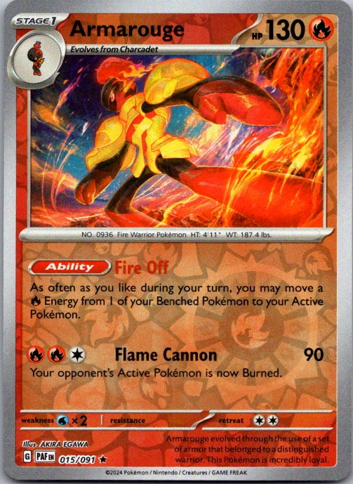 Armarouge - Rare SV: Paldean Fates 015/091 NM