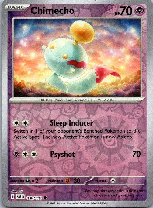 Chimecho Common SV: Paldean Fates 030/091 NM
