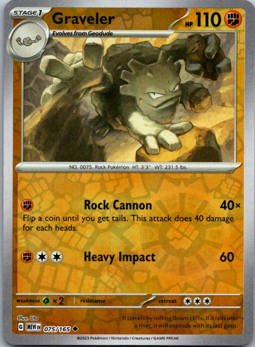 Graveler Uncommon SV: Scarlet & Violet 151 075/165 NM