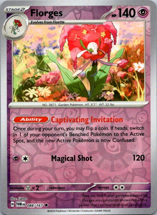 Florges Uncommon SV06: Twilight Masquerade 088/167 NM