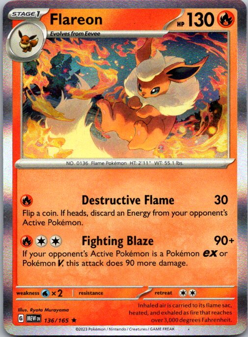 Flareon Rare SV: Scarlet & Violet 151 136/165 NM