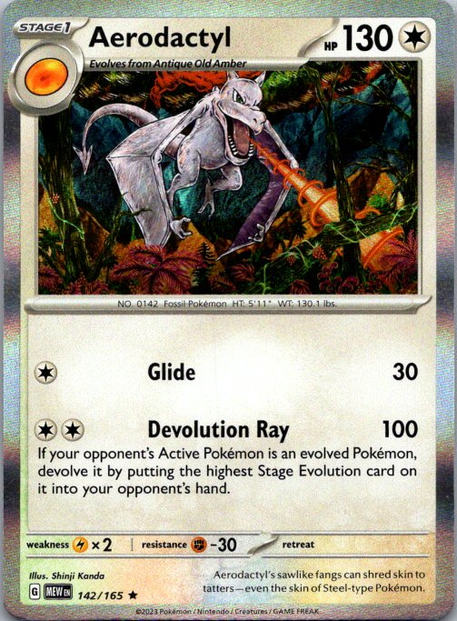 Aerodactyl Rare SV: Scarlet & Violet 151 142/165 NM