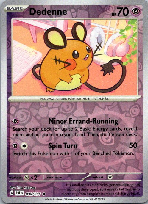 Dedenne Common SV: Paldean Fates 036/091 NM