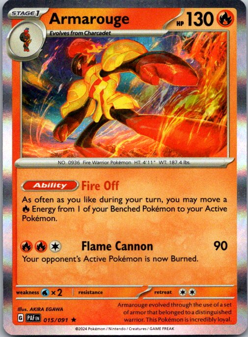 Armarouge - Rare SV: Paldean Fates 015/091 NM