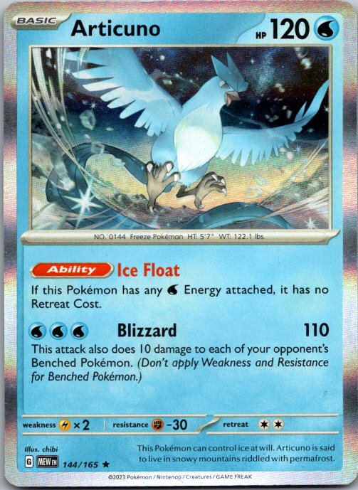 Articuno Rare SV: Scarlet & Violet 151 144/165 NM