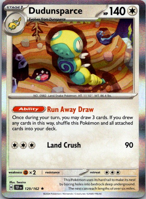 Dudunsparce Rare SV05: Temporal Forces 129/162 NM