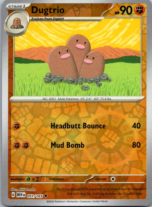 Dugtrio Uncommon SV: Scarlet & Violet 151 051/165 NM