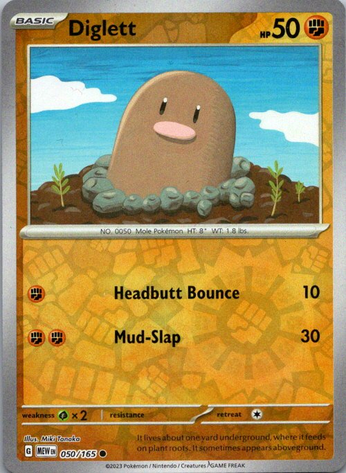 Diglett Common SV: Scarlet & Violet 151 050/165 NM