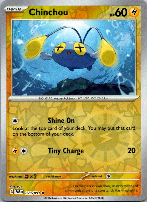 Chinchou Common SV: Paldean Fates 020/091 NM