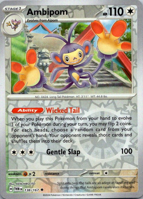 Ambipom Uncommon SV06: Twilight Masquerade 138/167 NM