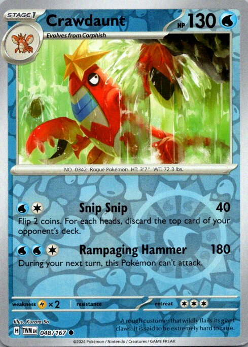 Crawdaunt Common SV06: Twilight Masquerade 048/167 NM