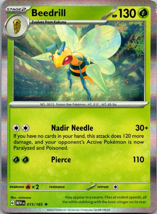 Beedrill Rare SV: Scarlet & Violet 151 015/165 NM
