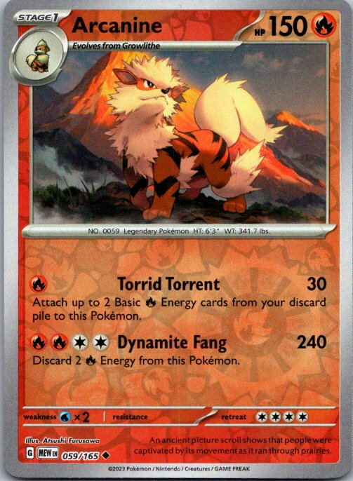 Arcanine Uncommon SV: Scarlet & Violet 151 059/165 NM